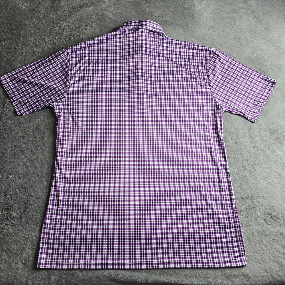 Men's Purple Check Performance Polo - Picture 13 of 16